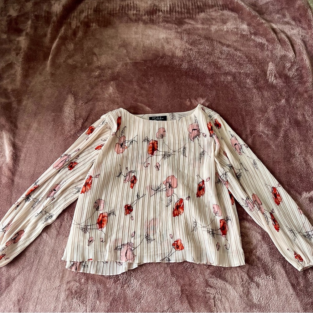 Floral Pleated Long Sleeve